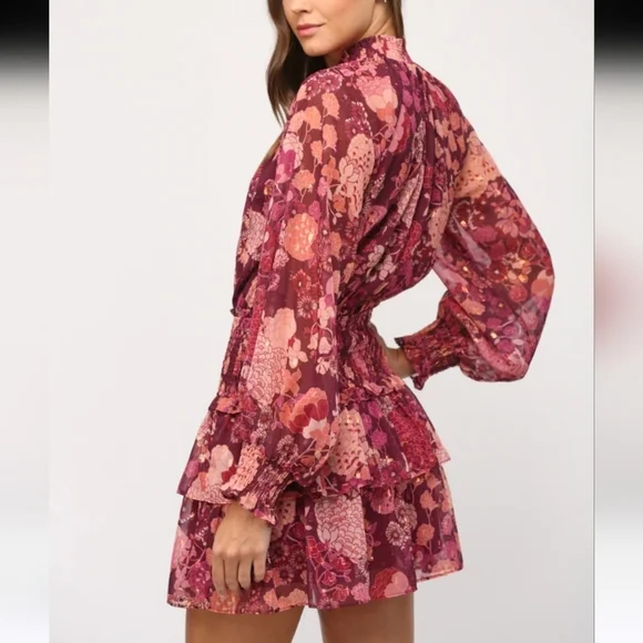 Floral Pink Mini Dress - Picture 3 of 12